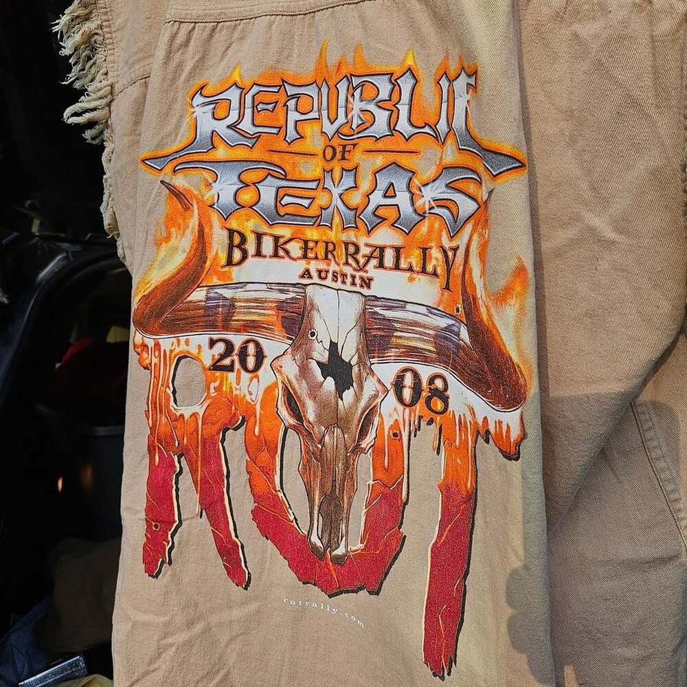 Vintage 2008 Sports Gallery Republic Of Texas Biker Rally Sleeveless Shirt 2XL